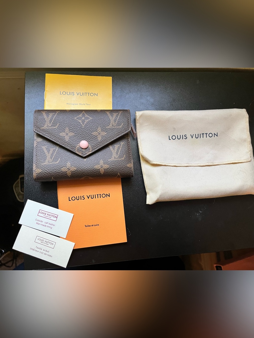 Louis Vuitton Monogram Compact Wallet with Pink Snap